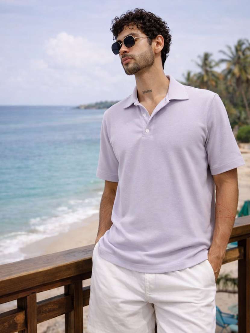 men solid short sleeve regular fit polo t-shirt