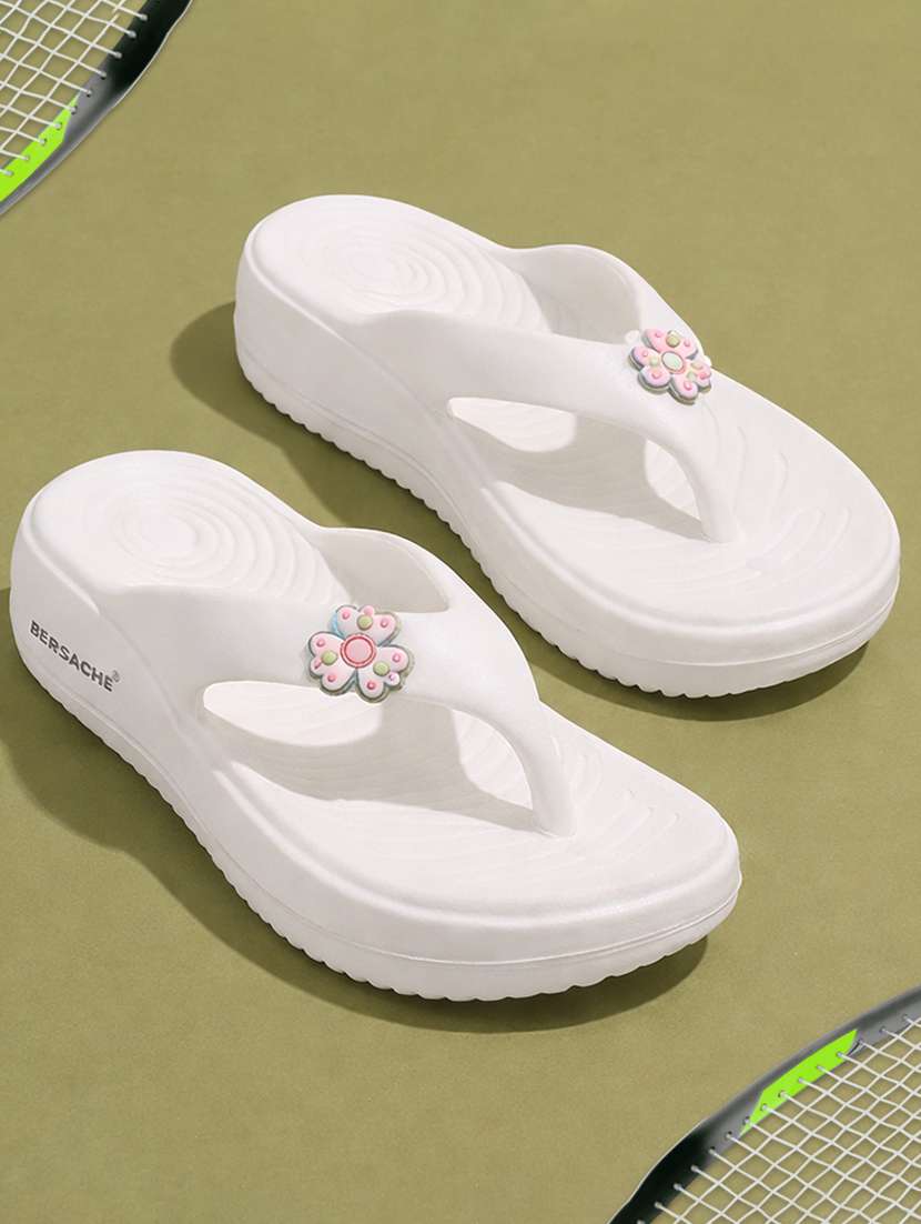 men solid  white slip on flip flop
