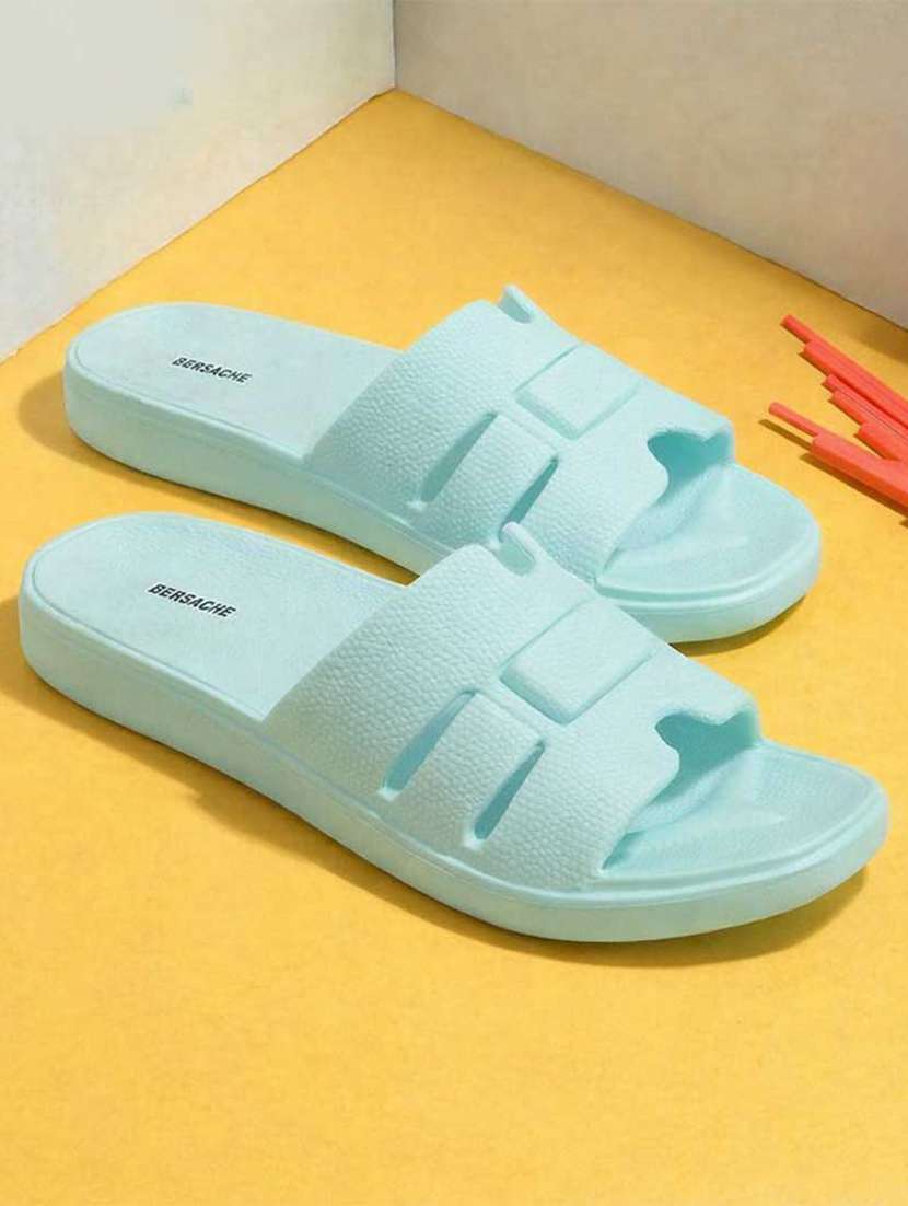   men solid blue slip on flip flop