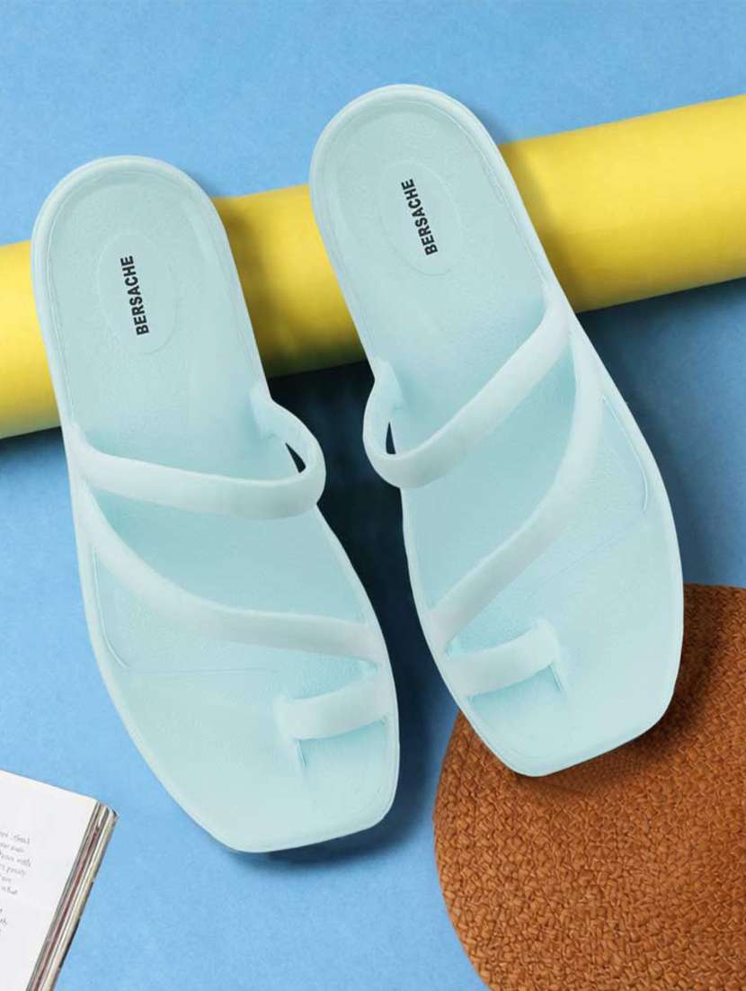  men solid green slip on flip flop