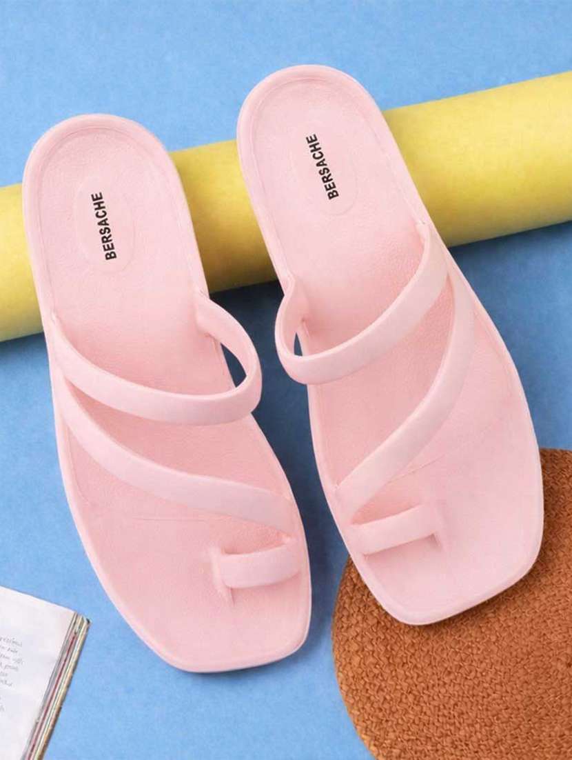 men solid orange slip on flip flop