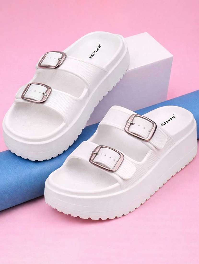 women solid slip on slides