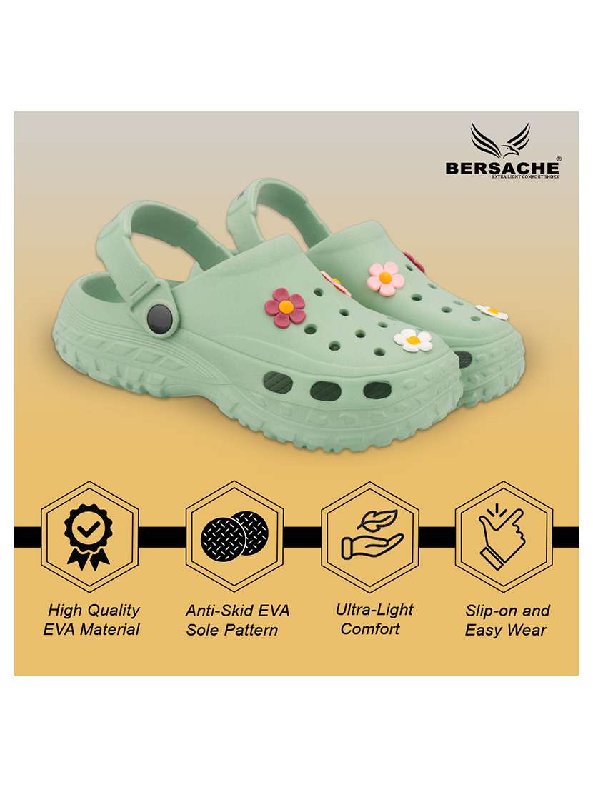 women green solid clogs - 22442113 -  Standard Image - 3
