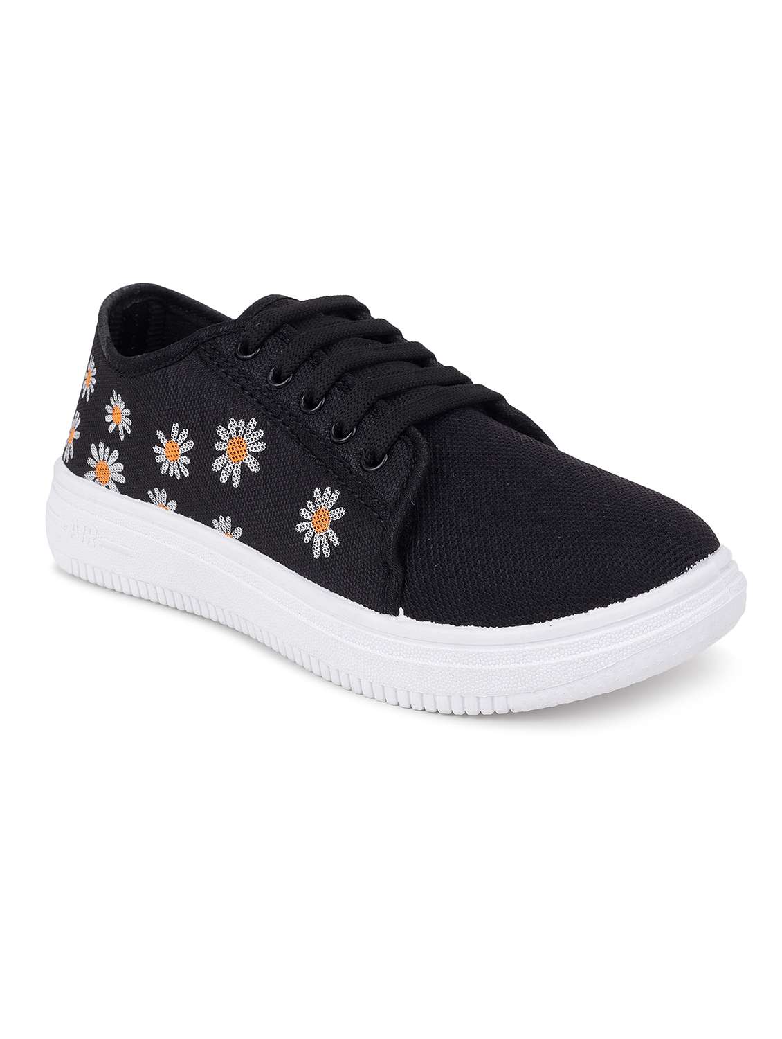 women black printed lace-up casual shoe