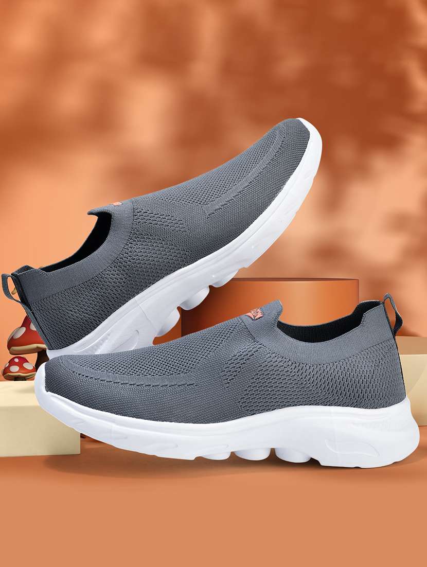 men grey solid slip on casual shoe