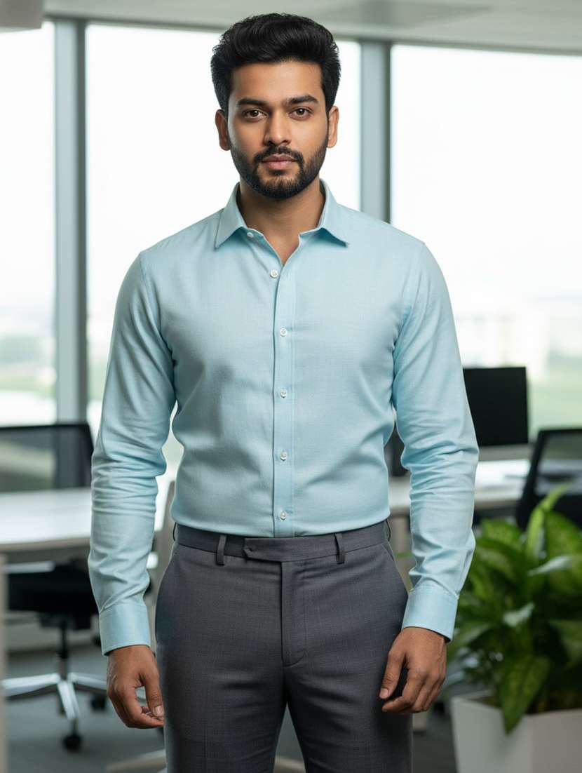 men solid long sleeve regular fit formal shirt