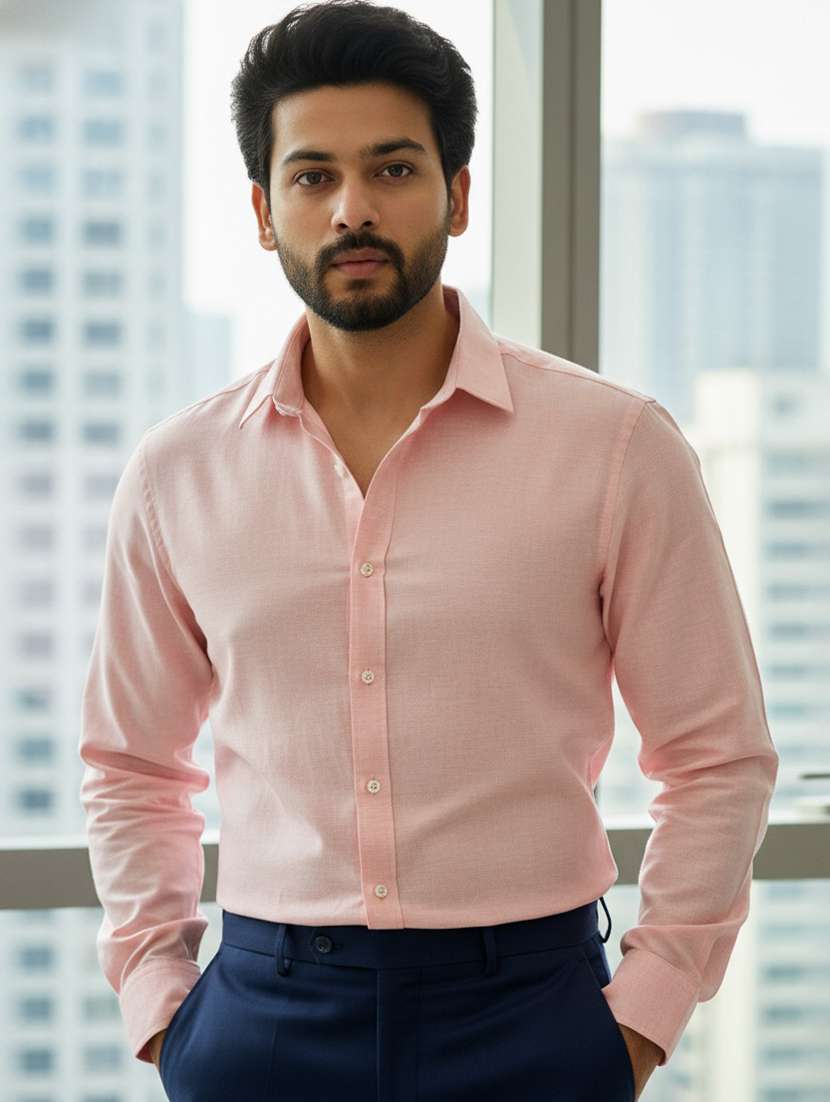 men solid long sleeve regular fit formal shirt