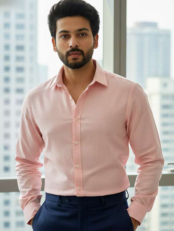 men solid long sleeve regular fit formal shirt