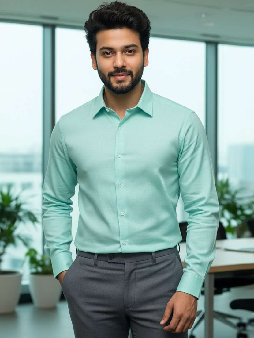 men solid long sleeve regular fit formal shirt