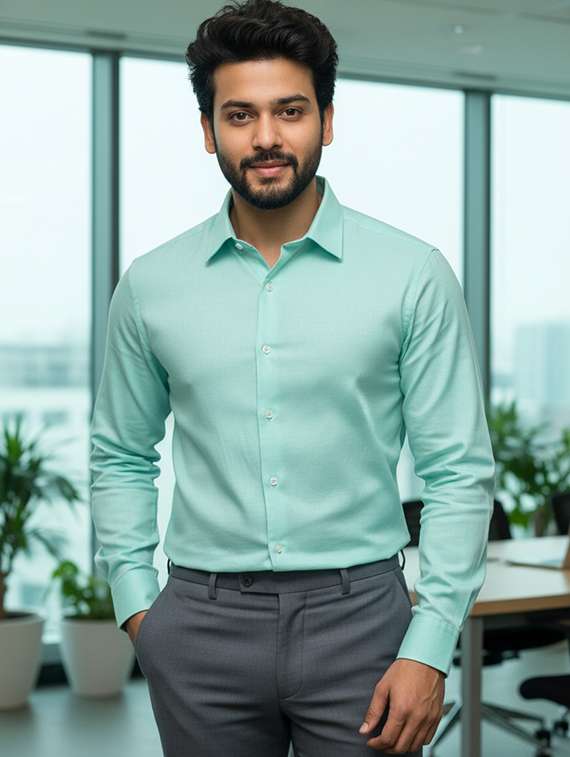 men solid long sleeve regular fit formal shirt