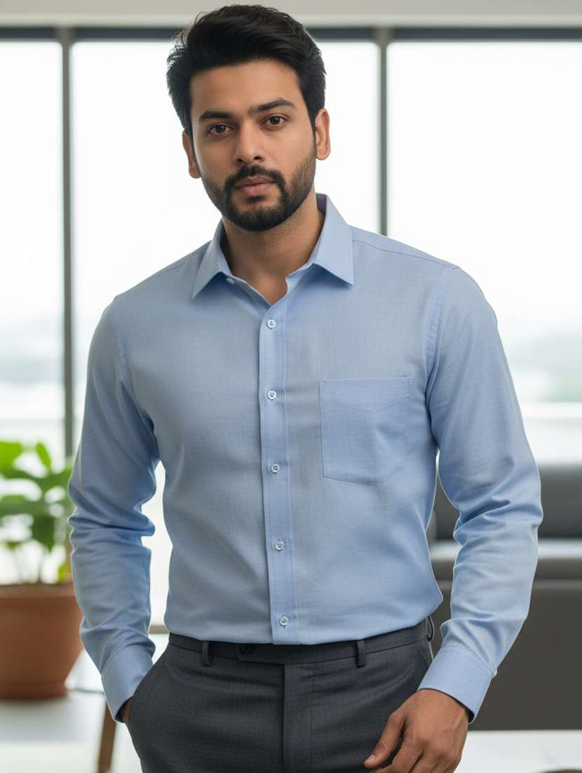 men solid long sleeve regular fit formal shirt