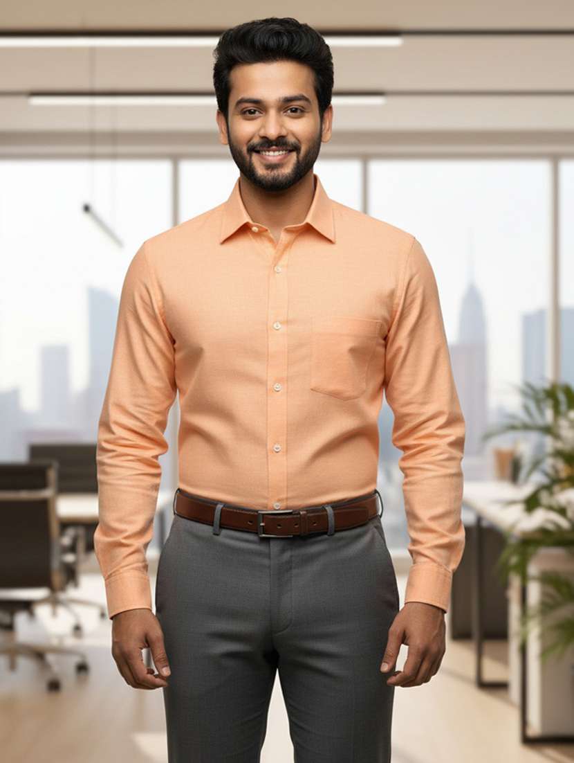 men solid long sleeve regular fit formal shirt