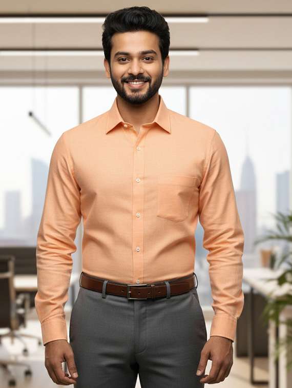 men solid long sleeve regular fit formal shirt