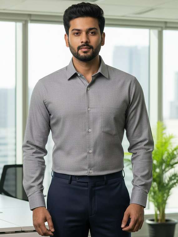 men solid long sleeve regular fit formal shirt
