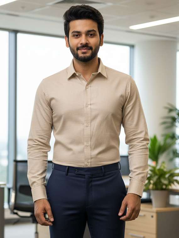 men solid long sleeve regular fit formal shirt