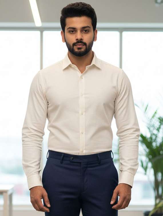 men solid long sleeve regular fit formal shirt