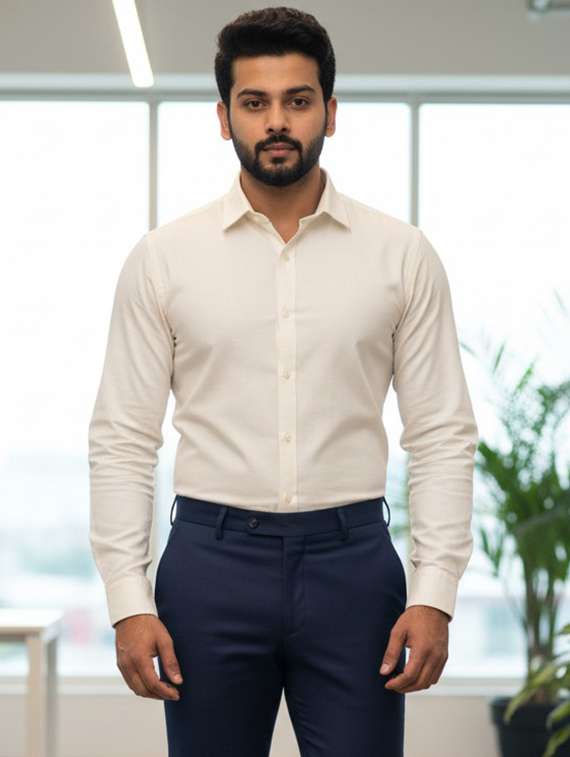 men solid long sleeve regular fit formal shirt
