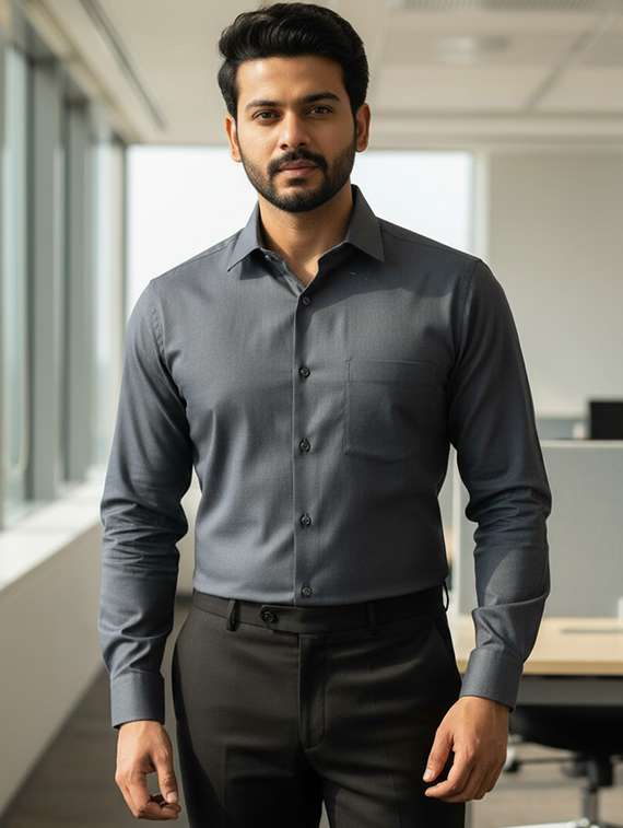 men solid long sleeve regular fit formal shirt