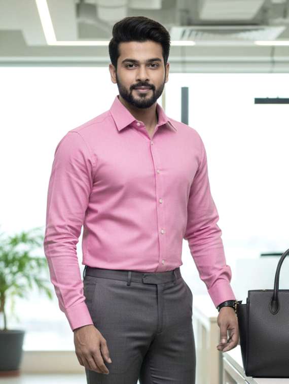 men solid long sleeve regular fit formal shirt