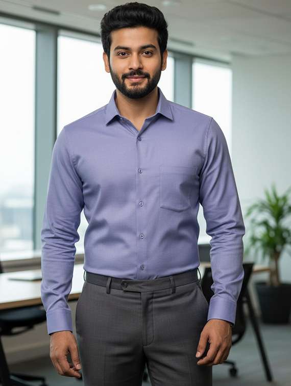 men solid long sleeve regular fit formal shirt