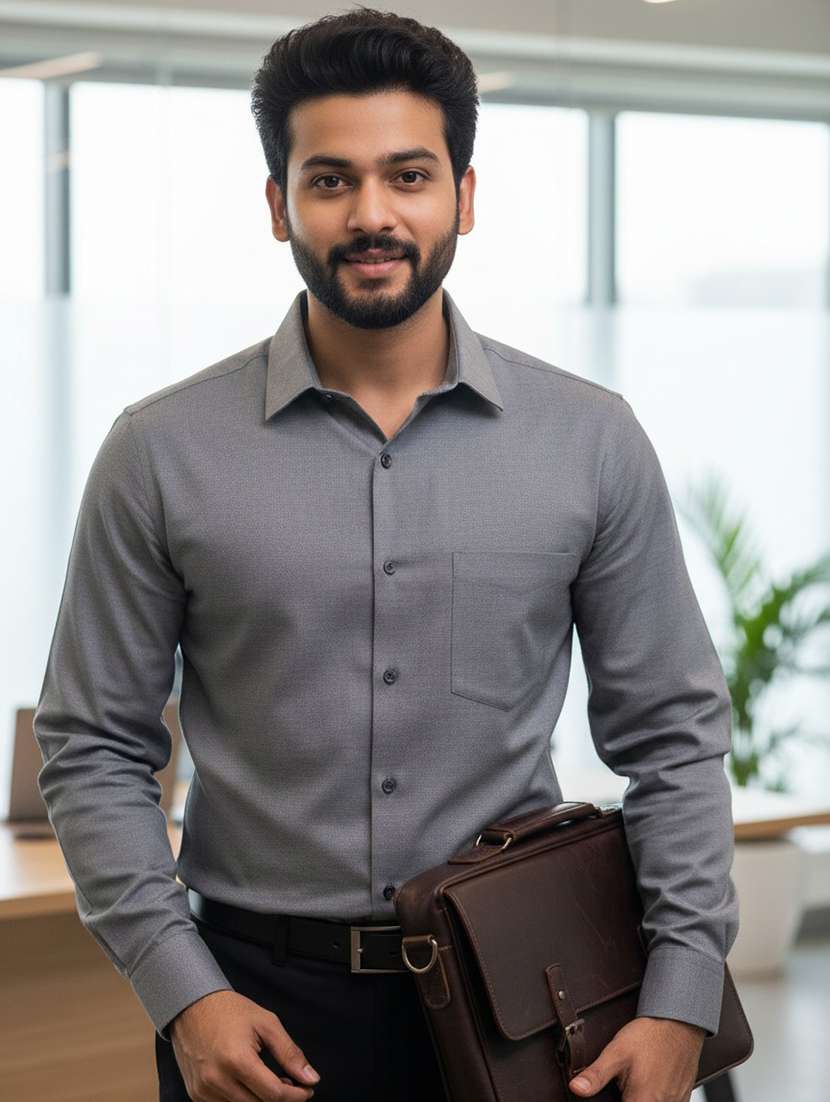 men solid long sleeve regular fit formal shirt