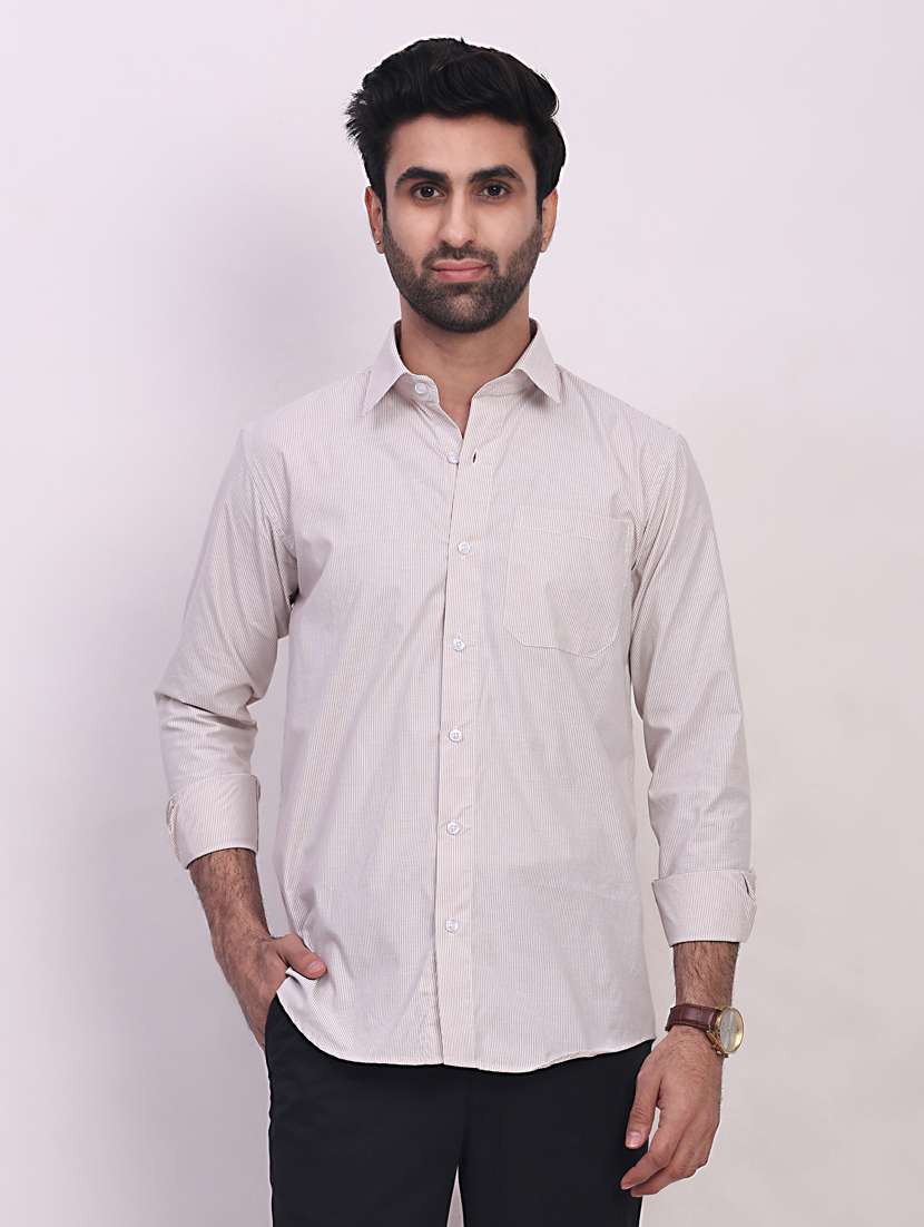 men striped long sleeve regular fit casual shirt