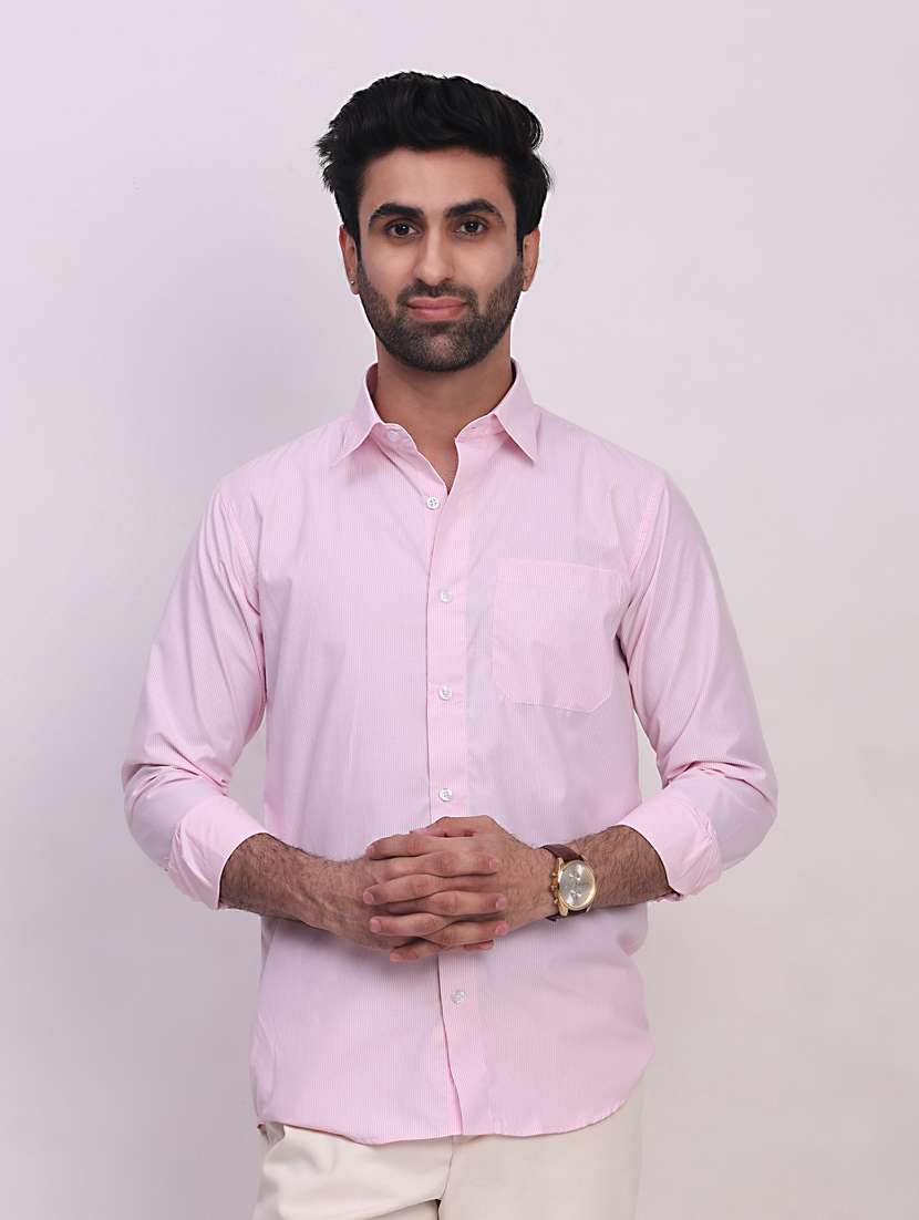 men striped long sleeve regular fit casual shirt