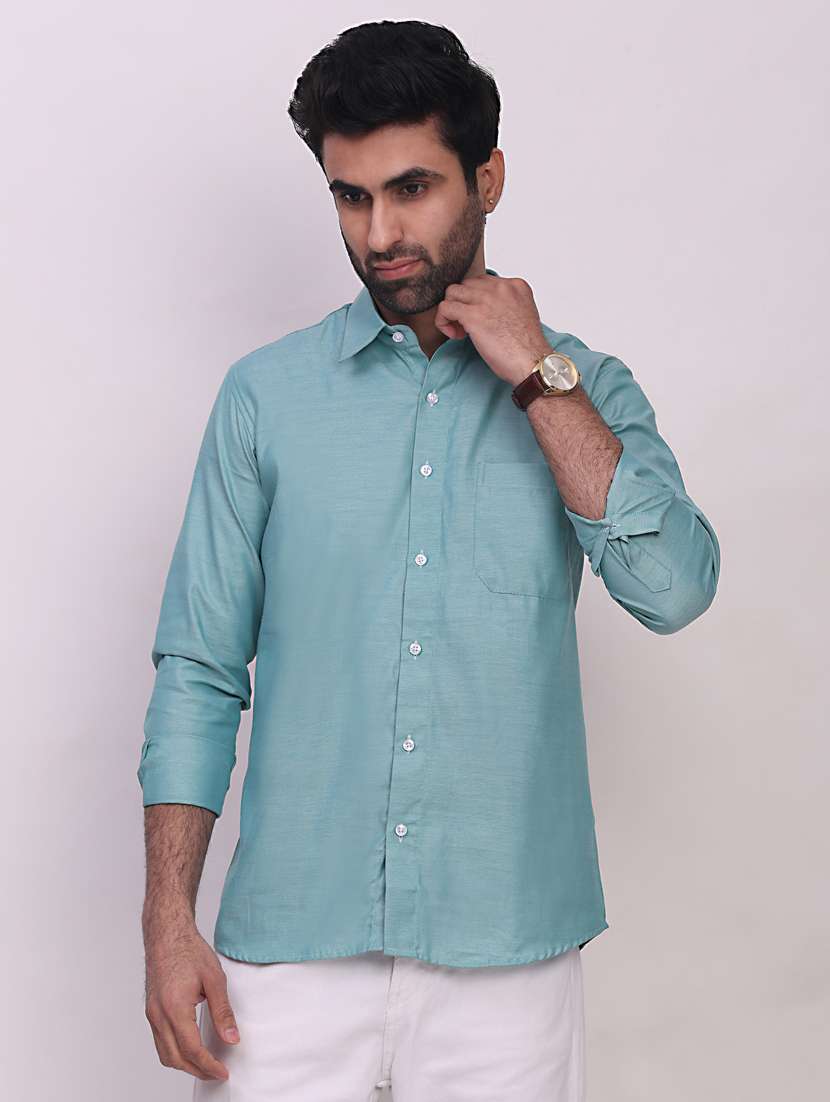 men solid long sleeve regular fit casual shirt