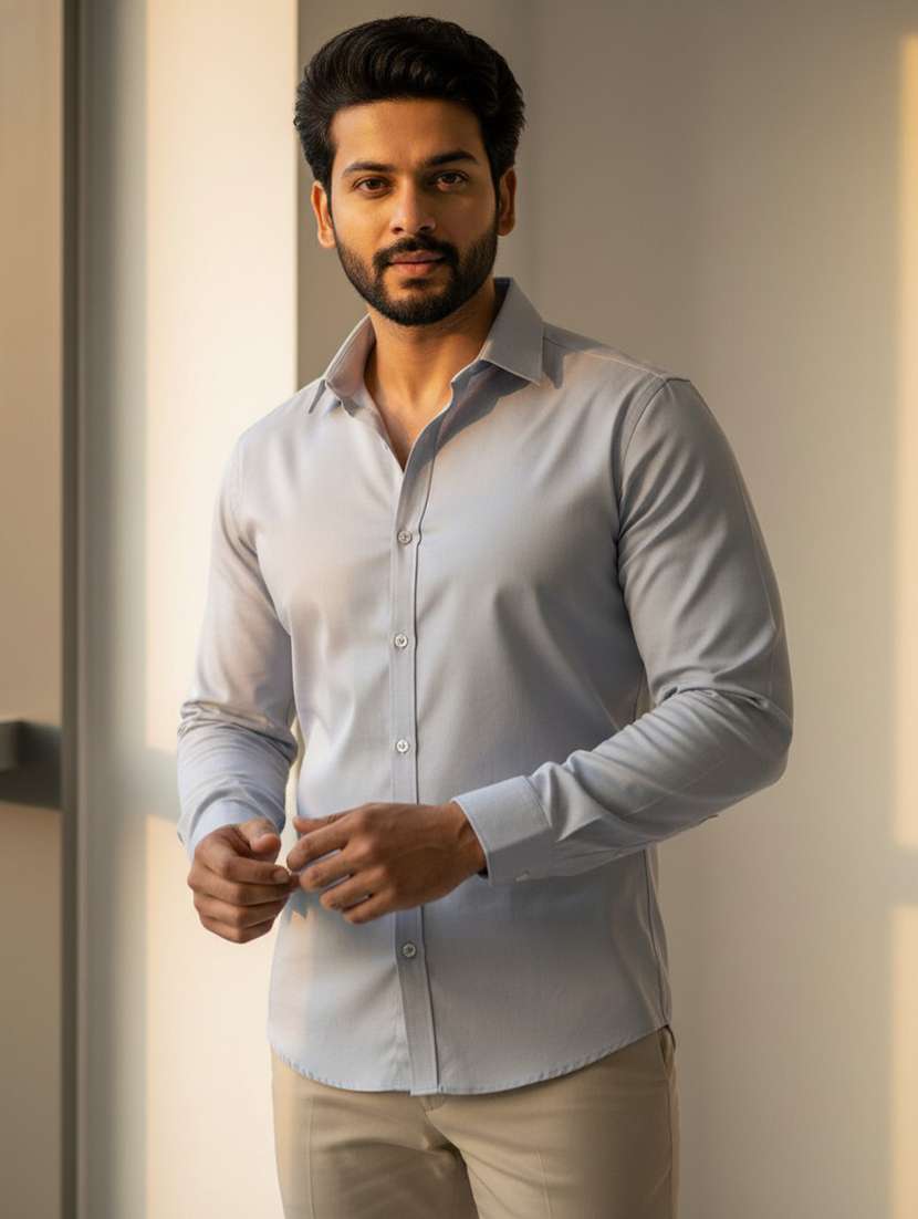 men solid long sleeve regular fit casual shirt