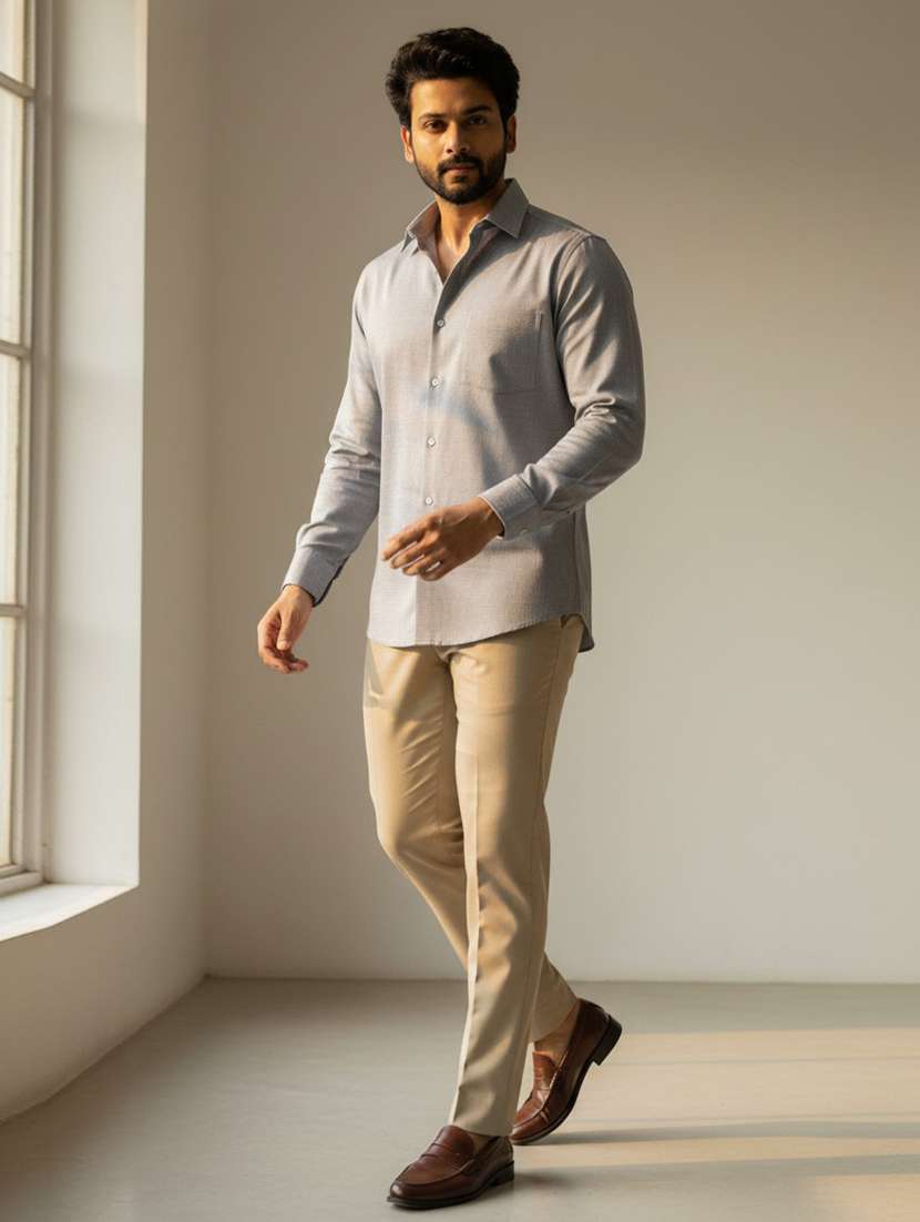 men solid long sleeve regular fit casual shirt - 22442806 -  Standard Image - 3