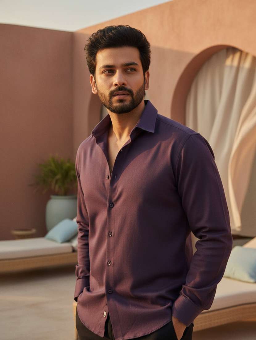 men solid long sleeve regular fit casual shirt