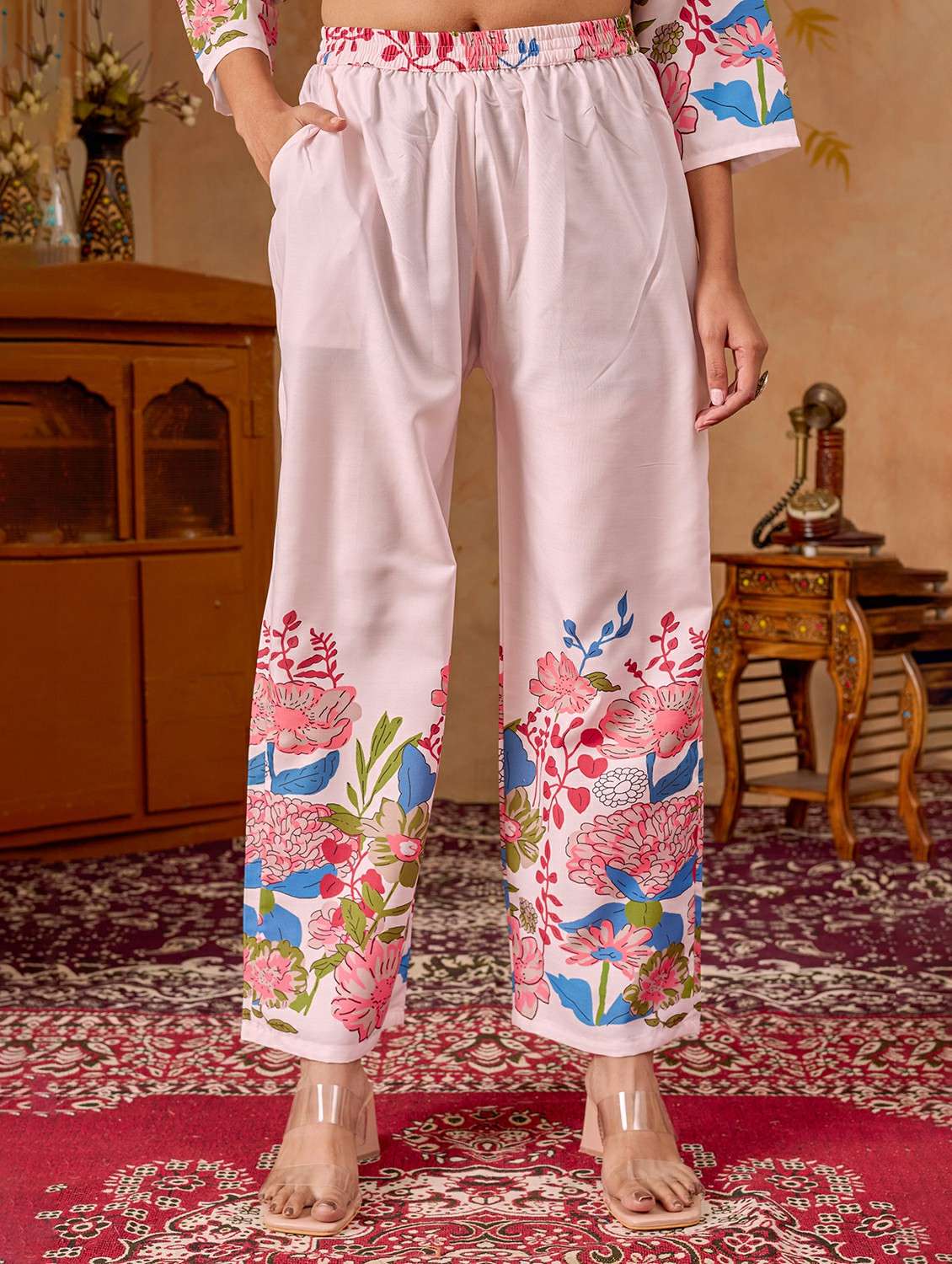 women printed pink kurta pant set - 22442941 -  Standard Image - 5