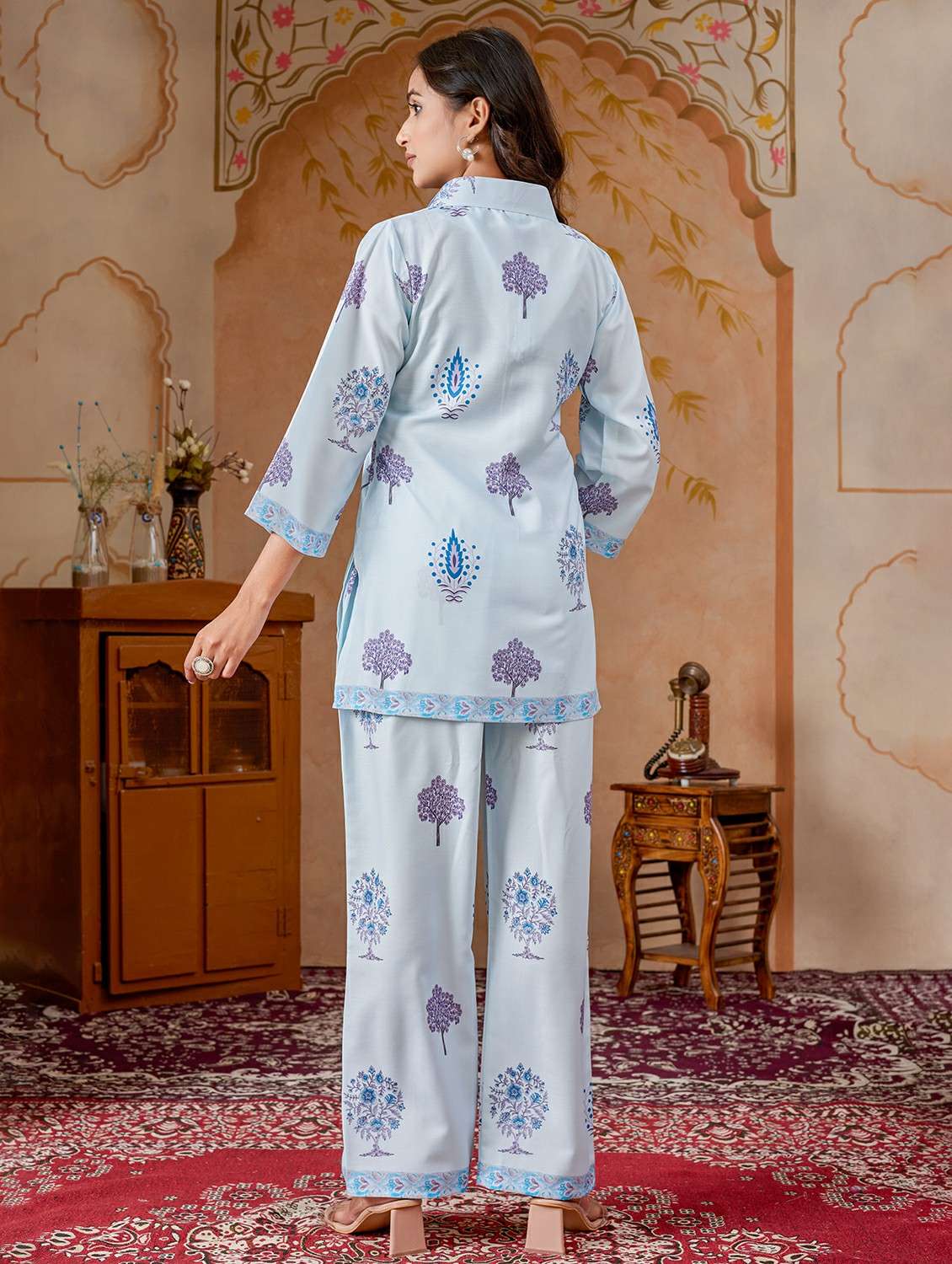women blue kurta pant set - 22442942 -  Standard Image - 5