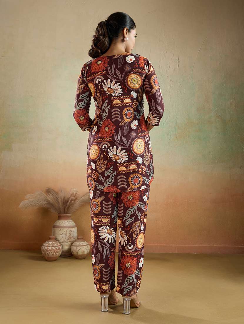 women brown kurta pant set - 22442943 -  Standard Image - 3