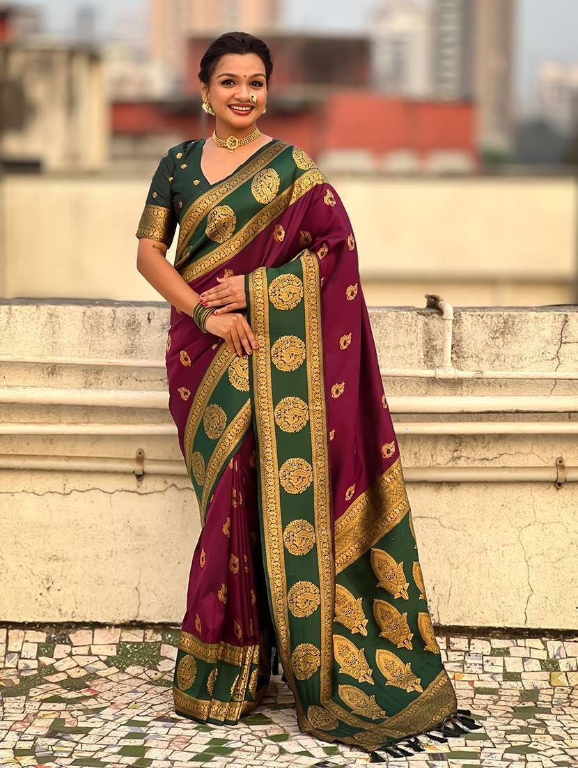 women self design banarasi saree with blouse