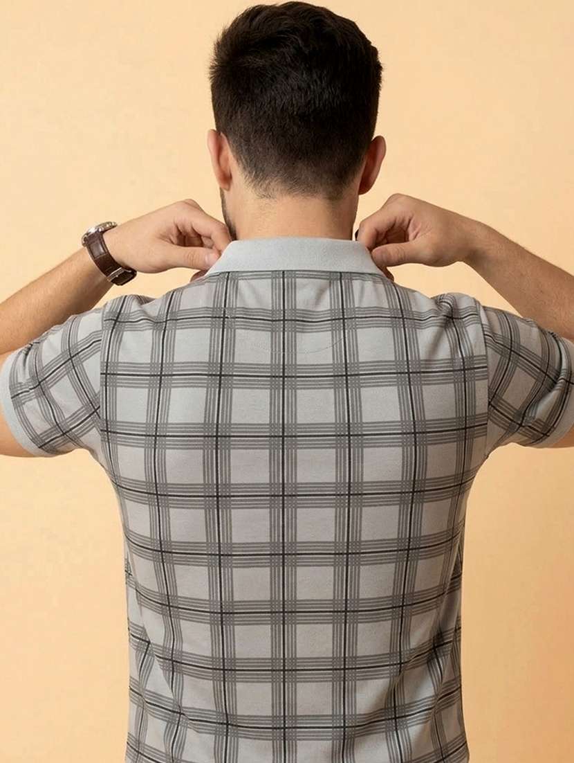 men checkered short sleeve regular fit polo t-shirt - 22442984 -  Standard Image - 3