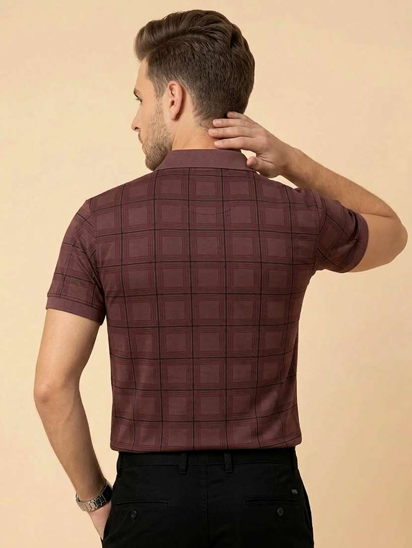 Men Checkered Short Sleeve Regular Fit Polo T-shirt - 22442986 -  Standard Image - 3