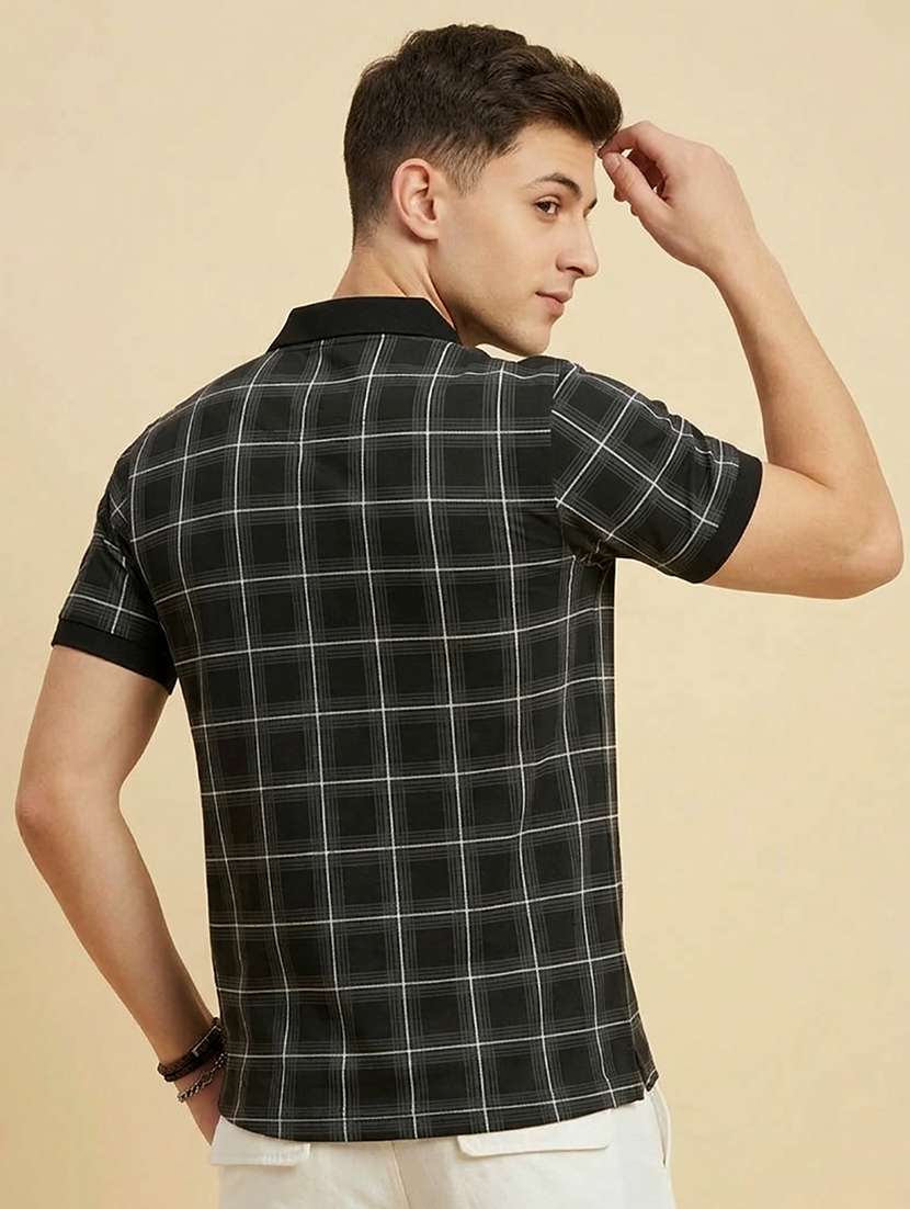 men checkered short sleeve regular fit polo t-shirt - 22442987 -  Standard Image - 3