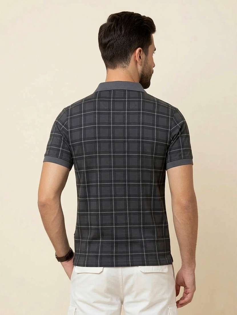 men checkered short sleeve regular fit polo t-shirt - 22442988 -  Standard Image - 3