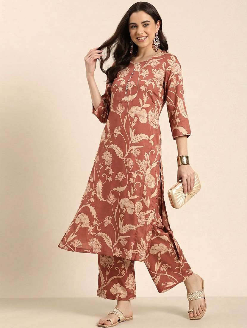 women rust kurta palazzo set set