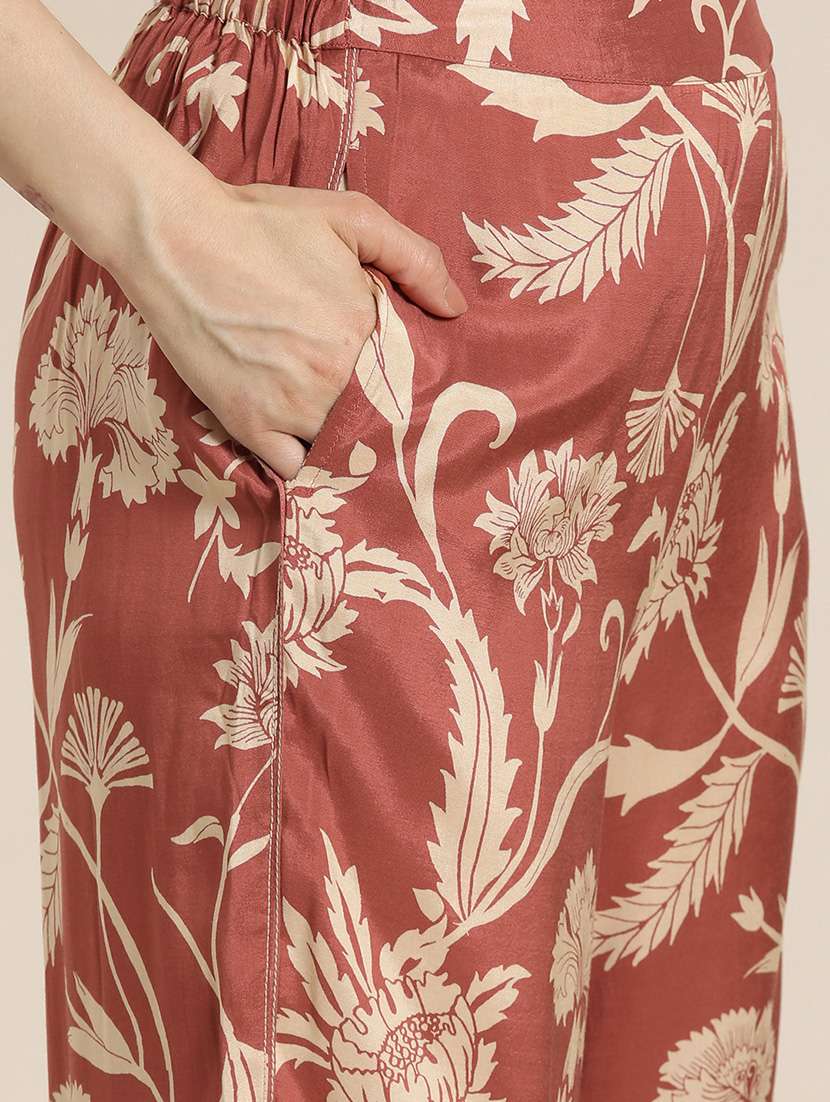 women rust kurta palazzo set set - 22443014 -  Standard Image - 3