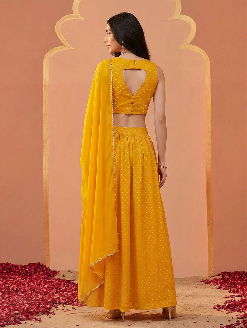 women mustard flared lehenga - 22443015 -  Standard Image - 3