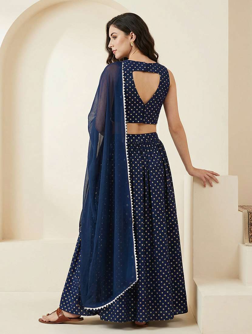 Women Teal Flared Lehenga - 22443016 -  Standard Image - 3