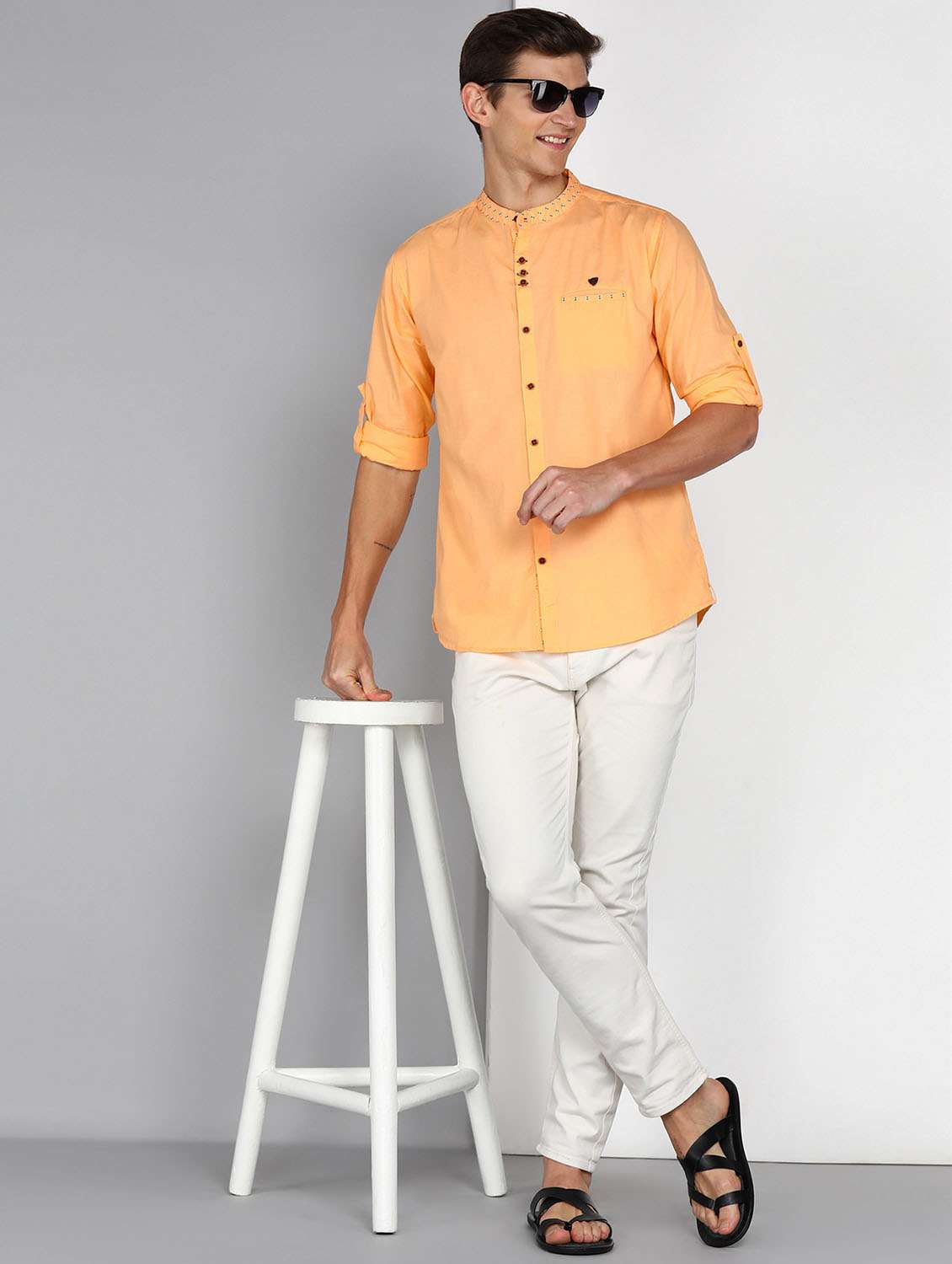 men solid long sleeve regular fit casual shirt - 22443109 -  Standard Image - 5