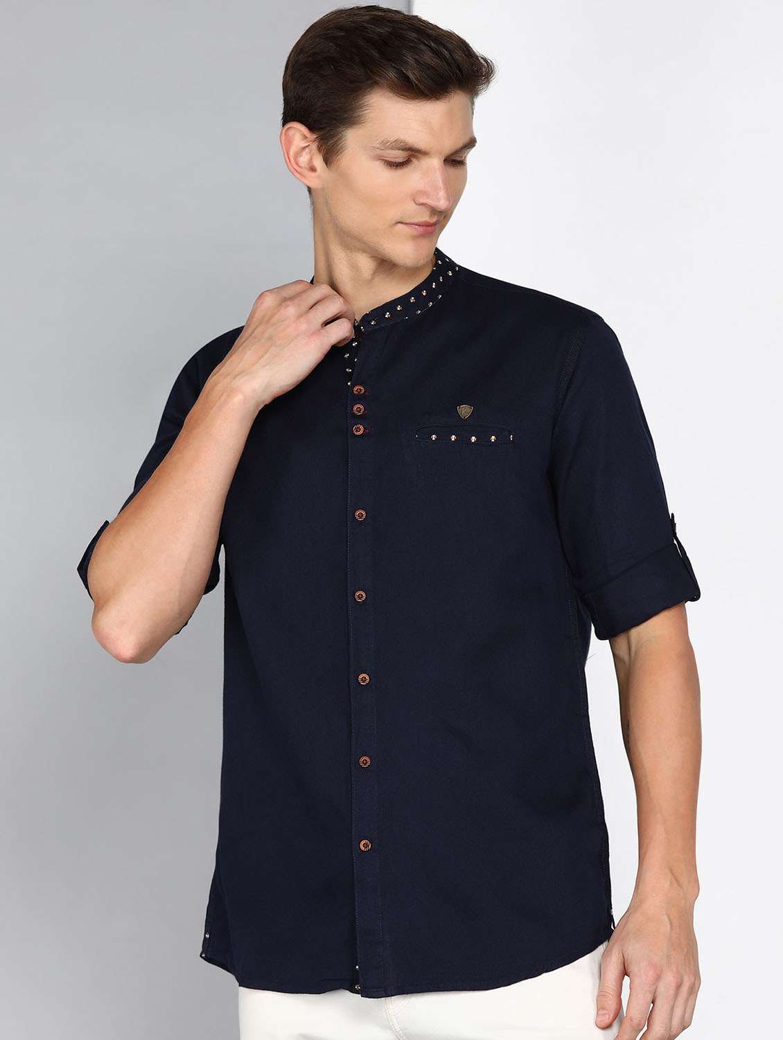 men solid long sleeve regular fit casual shirt