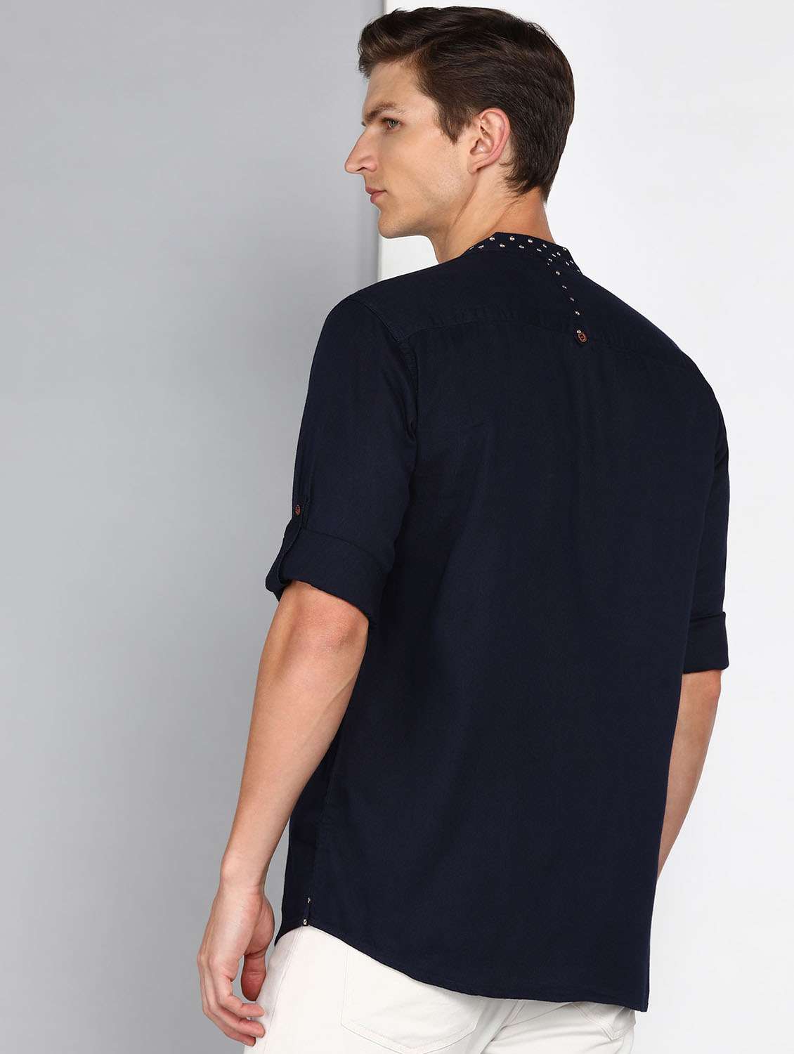 men solid long sleeve regular fit casual shirt - 22443111 -  Standard Image - 3