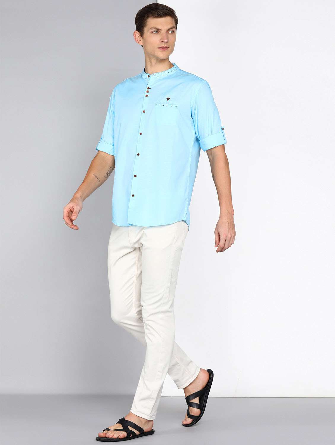 men solid long sleeve regular fit casual shirt - 22443113 -  Standard Image - 5