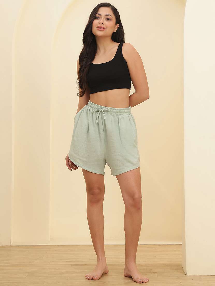 women pack of 2 solid mid rise shorts - 22443236 -  Standard Image - 5