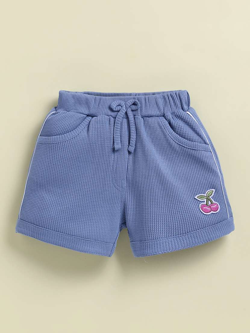 girls blue cotton blend shorts & top set co-ord set - 22443313 -  Standard Image - 3