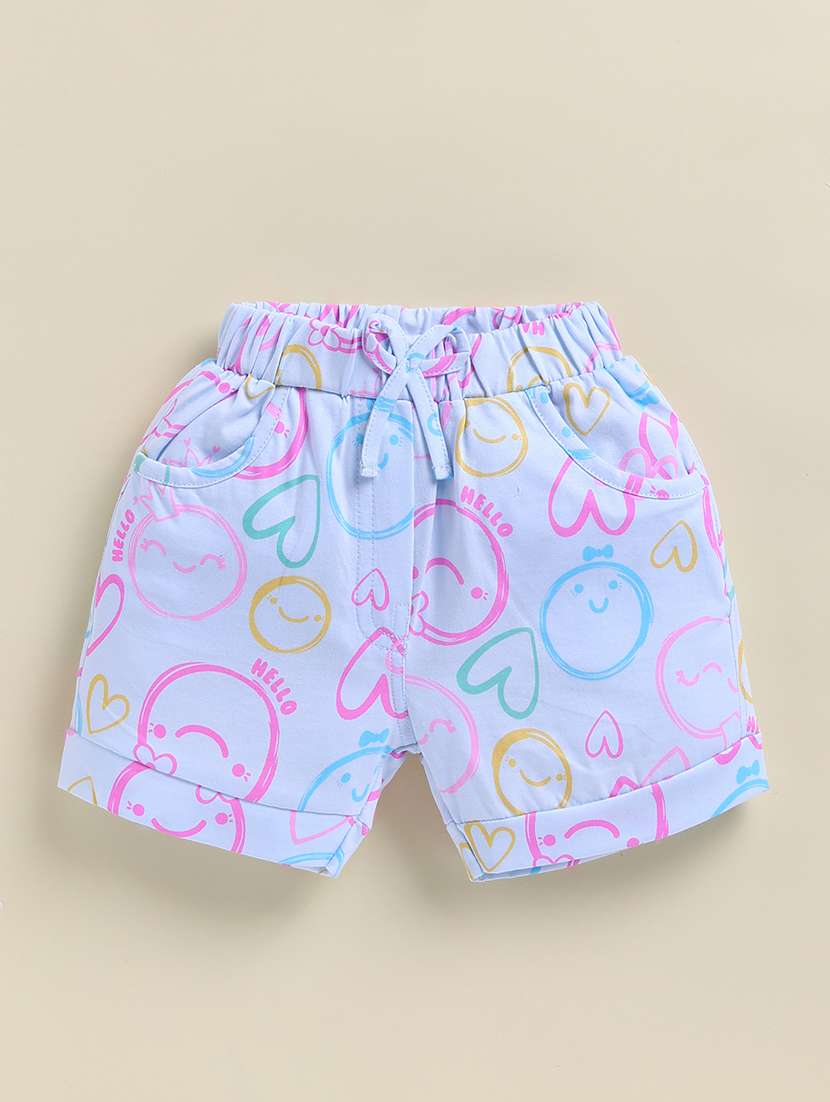 girls blue cotton blend shorts & top set co-ord set - 22443316 -  Standard Image - 3